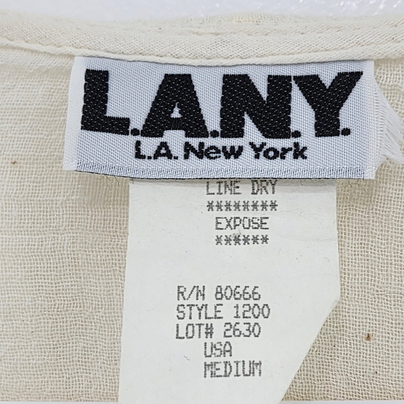 LANY Women's 100% Cotton Vintage Ruffle Front Tie Crop Top - M - Picture 3 of 7